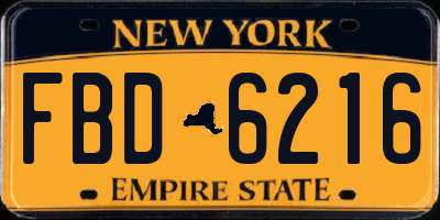 NY license plate FBD6216