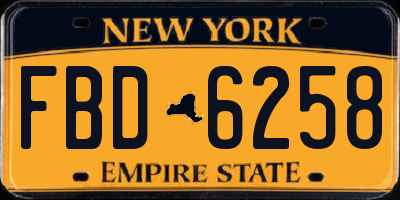NY license plate FBD6258