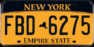 NY license plate FBD6275