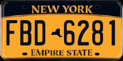 NY license plate FBD6281