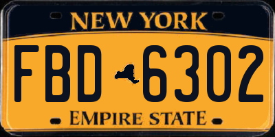 NY license plate FBD6302