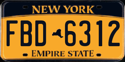 NY license plate FBD6312