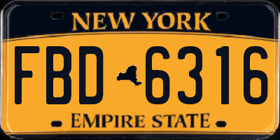 NY license plate FBD6316