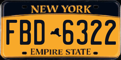NY license plate FBD6322