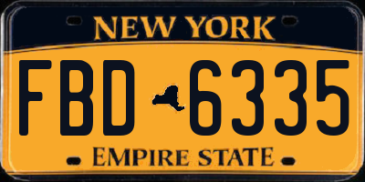 NY license plate FBD6335