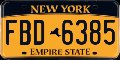 NY license plate FBD6385