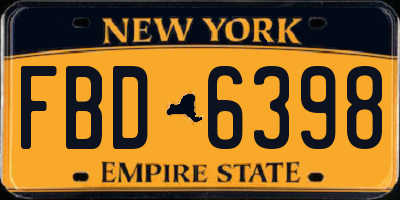 NY license plate FBD6398