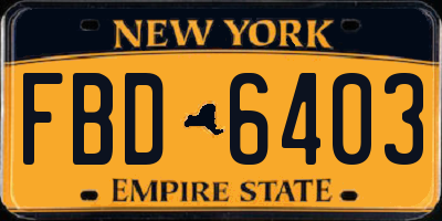 NY license plate FBD6403