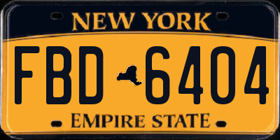NY license plate FBD6404