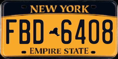 NY license plate FBD6408