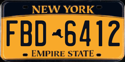 NY license plate FBD6412