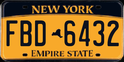NY license plate FBD6432