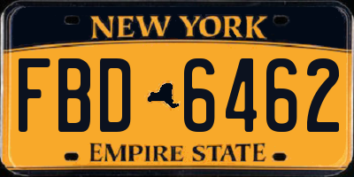 NY license plate FBD6462