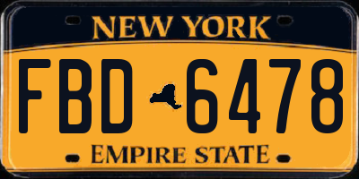 NY license plate FBD6478