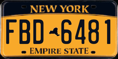NY license plate FBD6481