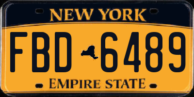 NY license plate FBD6489