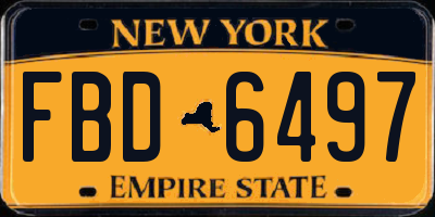 NY license plate FBD6497