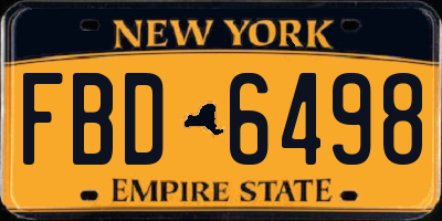 NY license plate FBD6498