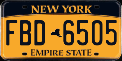 NY license plate FBD6505