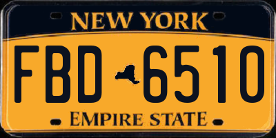 NY license plate FBD6510
