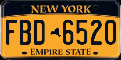 NY license plate FBD6520