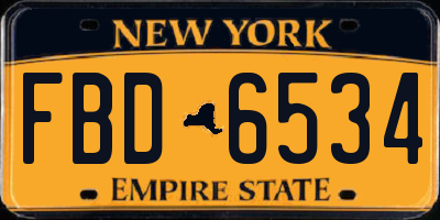 NY license plate FBD6534