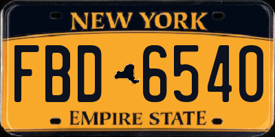 NY license plate FBD6540