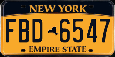 NY license plate FBD6547