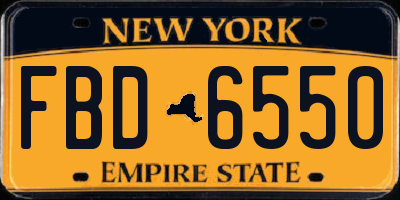 NY license plate FBD6550