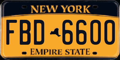 NY license plate FBD6600