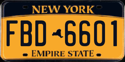 NY license plate FBD6601