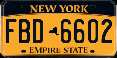 NY license plate FBD6602