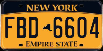 NY license plate FBD6604