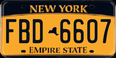 NY license plate FBD6607