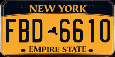 NY license plate FBD6610