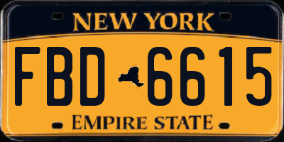 NY license plate FBD6615