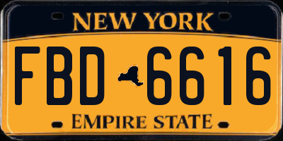 NY license plate FBD6616