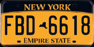 NY license plate FBD6618