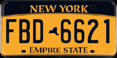 NY license plate FBD6621