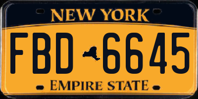 NY license plate FBD6645