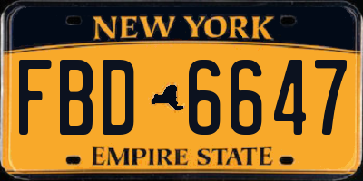 NY license plate FBD6647