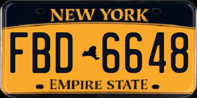 NY license plate FBD6648