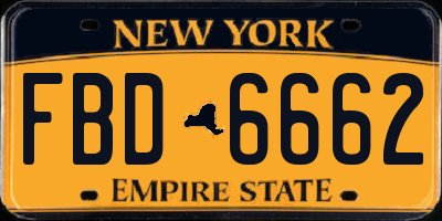 NY license plate FBD6662