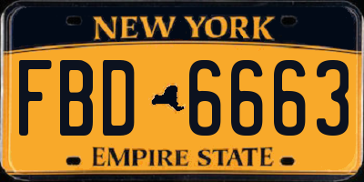 NY license plate FBD6663