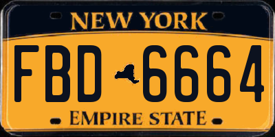NY license plate FBD6664