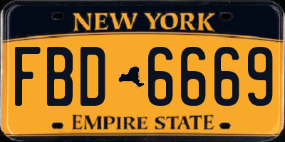 NY license plate FBD6669