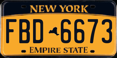 NY license plate FBD6673