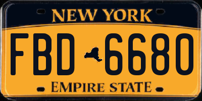 NY license plate FBD6680