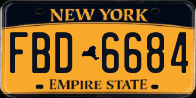NY license plate FBD6684