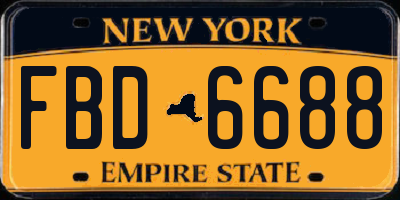NY license plate FBD6688
